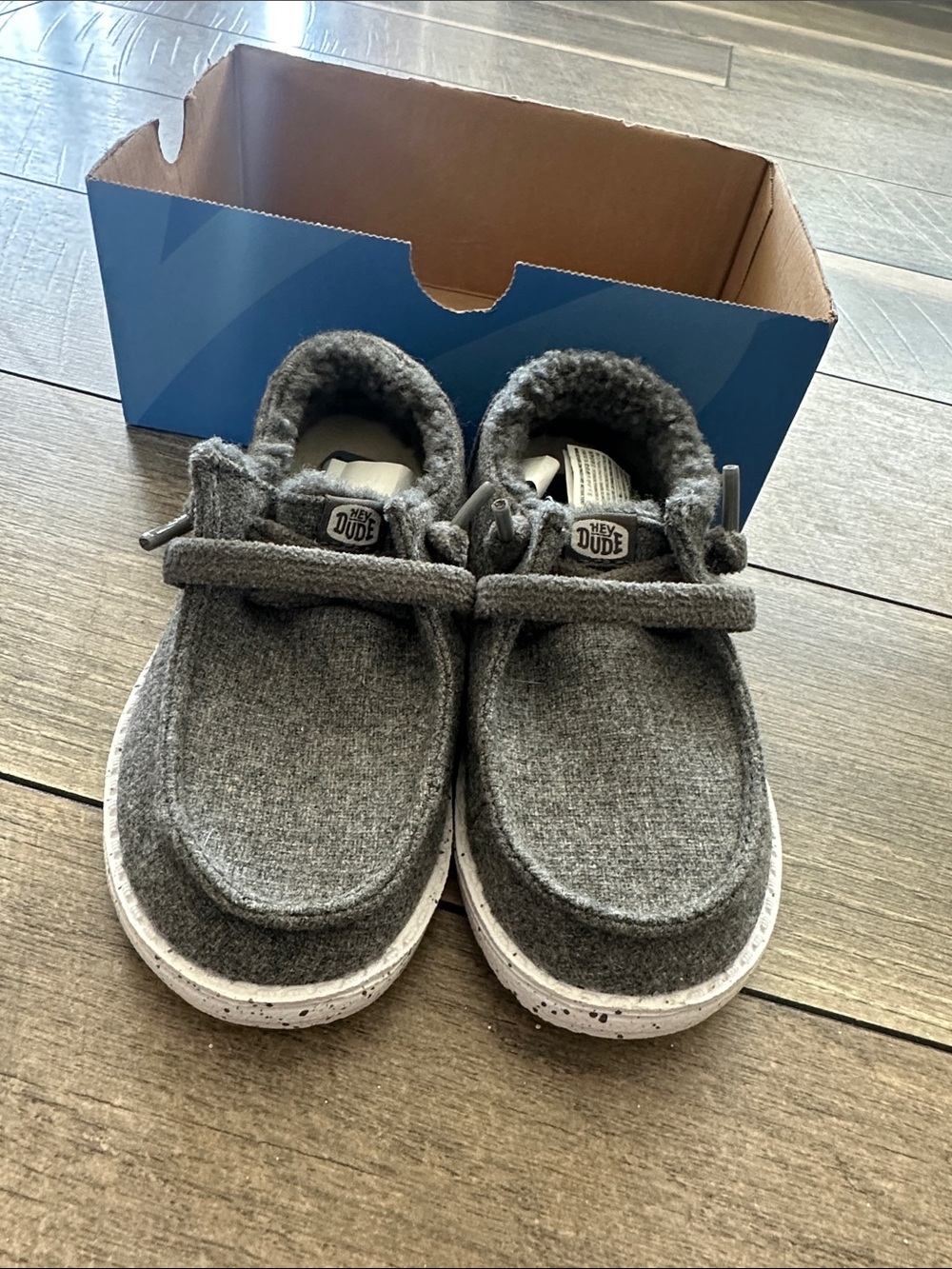 Hey Dude Kids Slip-On Shoes in Gray with White Speckled Sole